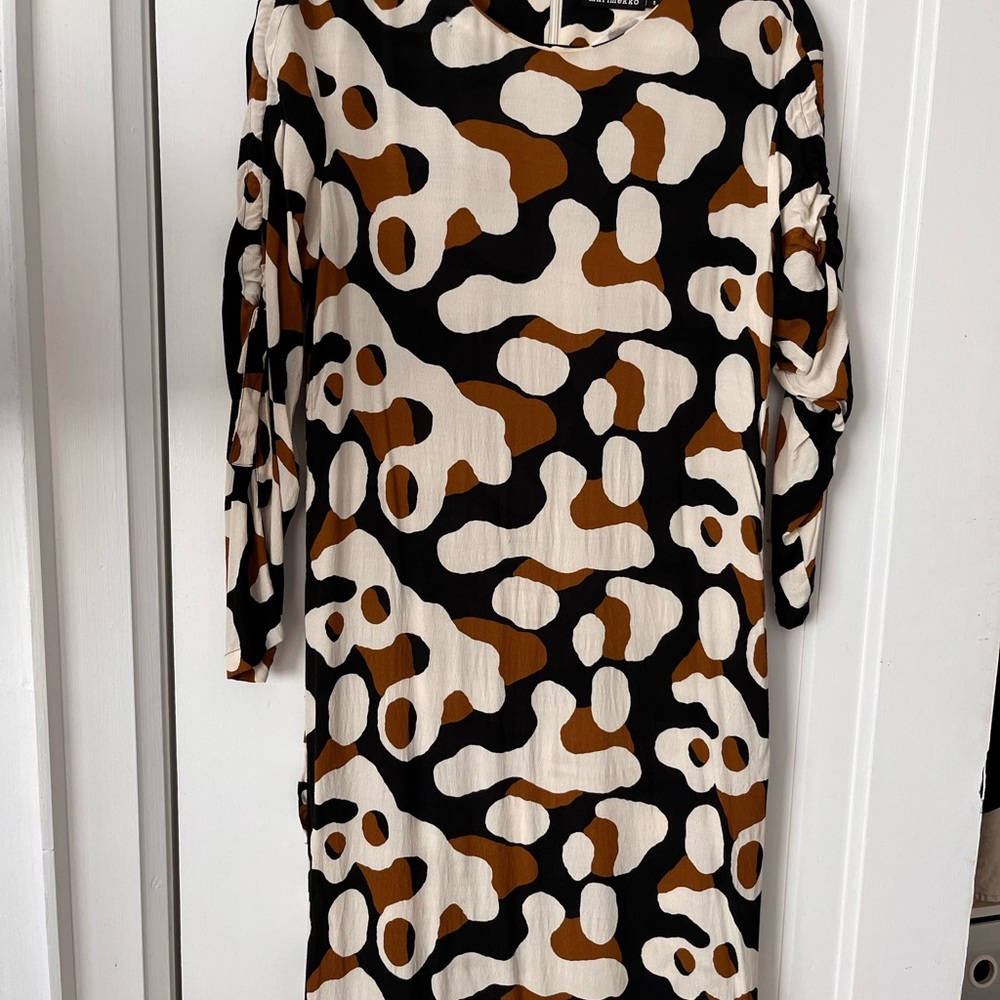 Marimekko Women's Paulina dress size 38- Black, White, Brown Abstract Design - Picture 5 of 8